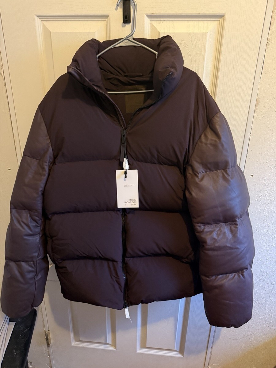 ZARA STUDIO NICHOLSON ダウンジャケット zara x studio nicholson Leather Sleeve Down Puffer Jacket | eBay