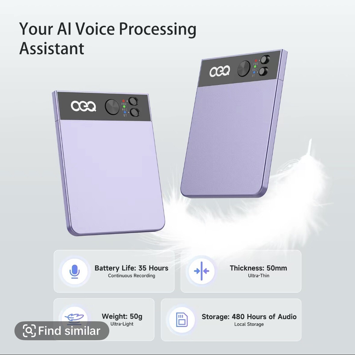 OEQ Al Voice Recorder, 64GB Al Speech Processor with Simultaneous