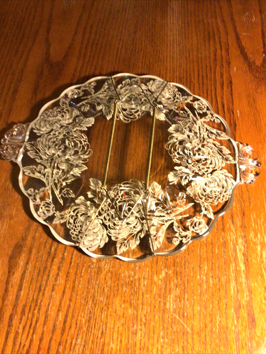 Schöne Sterling Silber Überfang Glasplatte/Platte mit hängendem Draht dahinter - Bild 8 von 9