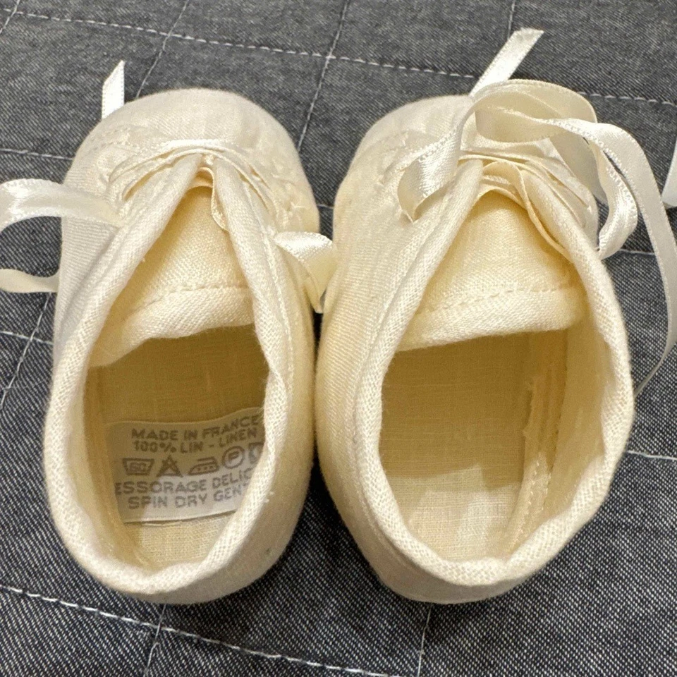 Hermes Baby First Zapatos 100% Algodón Blanco Foto 3 de 4