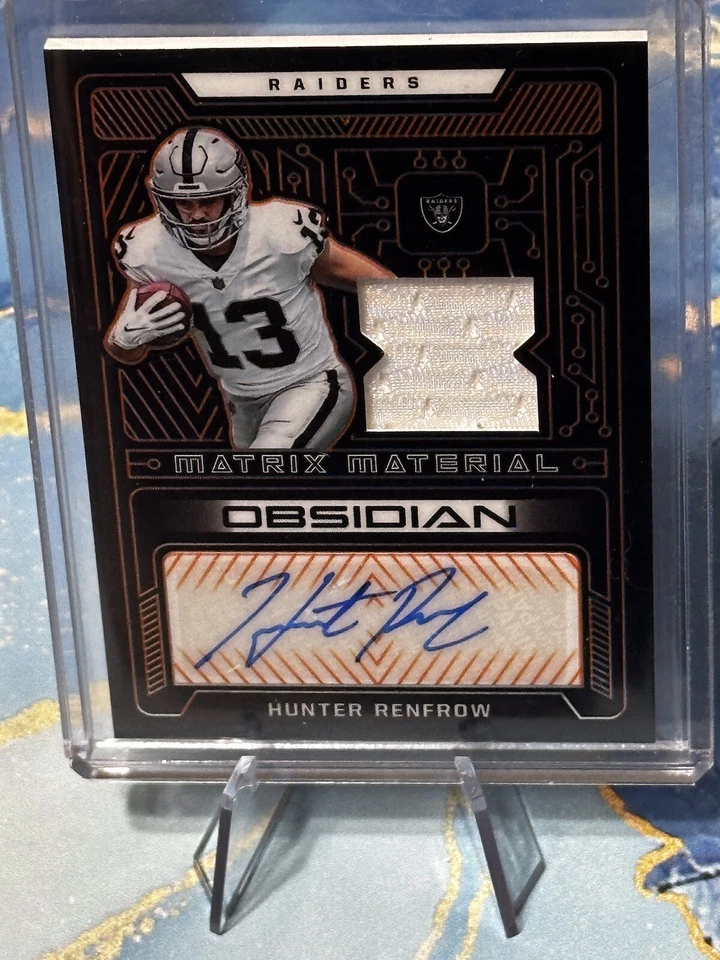 HUNTER RENFROW 2022 OBSIDIAN FOOTBALL MATRIX MATERIAL AUTO /75 LAS VEGAS RAIDERS - Image 3 of 4