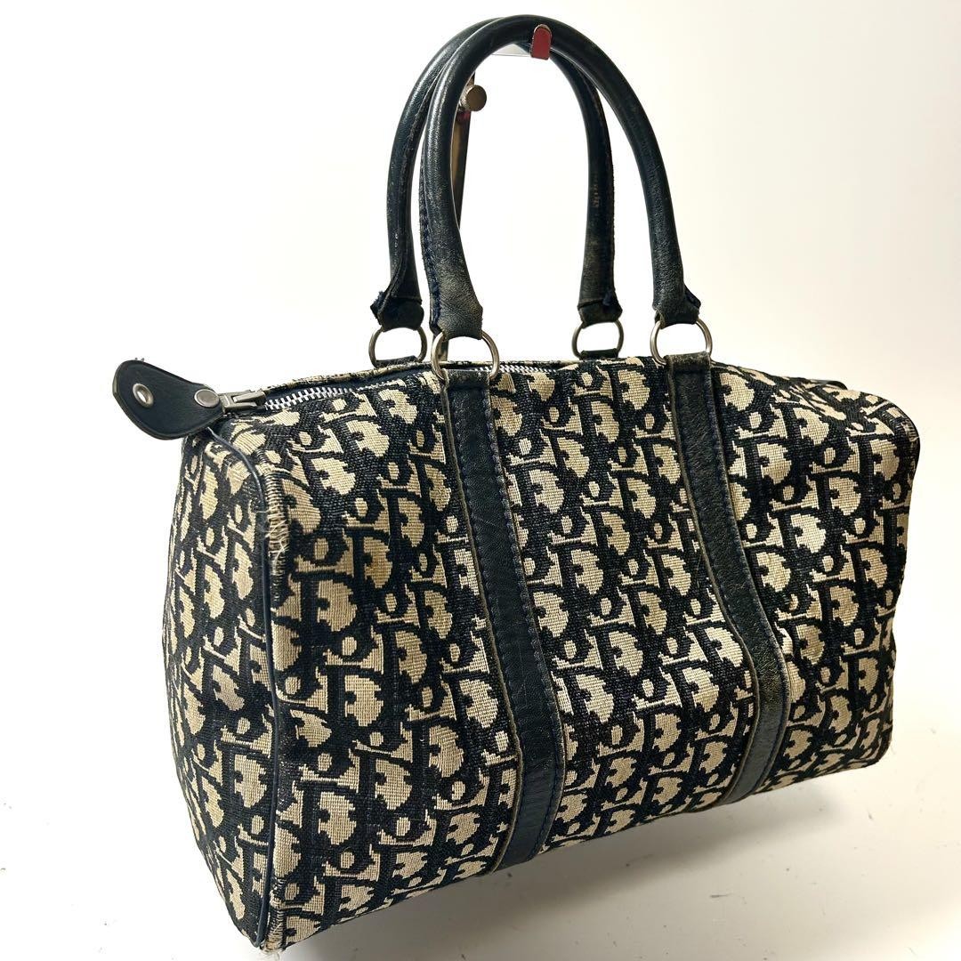 Dior Trotter Mini Boston Bag in Navy Blue Canvas Authentic Luxury