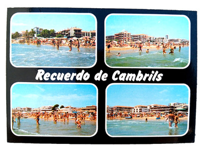 Costa Dorada Spain Postcard 1980s People On The Beach Town Views Maiz Stamp