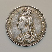 1889 Queen Victoria Silver Crown – British Coin – Attractive Toning