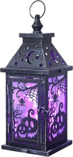 Halloween Decorations Indoor, 14.7" Decorative Spider Pumpkin Candle Lantern wit