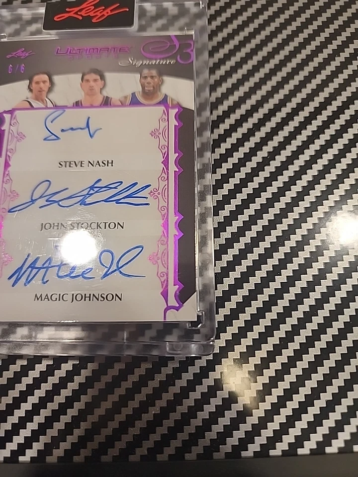 2024 Leaf Ultimate Sports Steve Nash/John Stockton/Magic Johnson Triple Auto 6/6 - Image 4 of 4