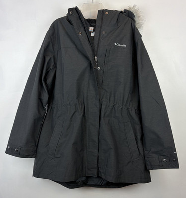 Columbia Suttle Mountain Jacket Womens XXL Faux Fur Trimmed Black Ski Snowboard