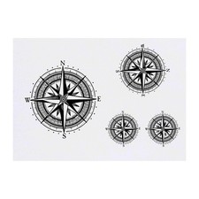 4 x 'Nautical Compass Rose' Temporary Tattoos / Transfers TO00089822 