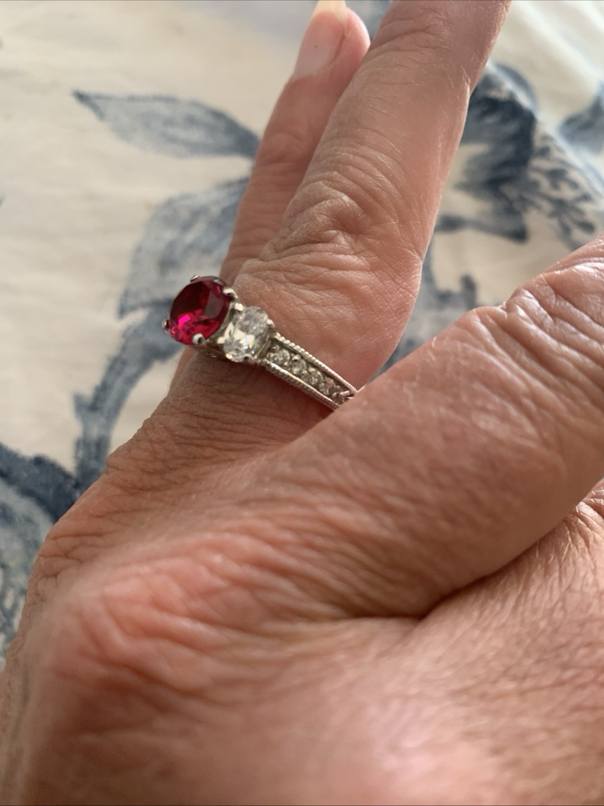 Lab Created Ruby Silver 925 Ornate Scroll All Sid… - image 3