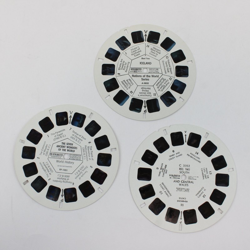 Lot of 3 View-Master Reels 7 Wonders Iceland Wales RP-1001 A0852 C3352