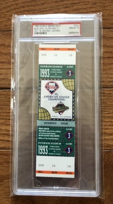 1993 WORLD SERIES Game 3 Full Ticket PSA 10 GEM MINT Phillies Blue Jays RARE!!!! - Image 1 of 2