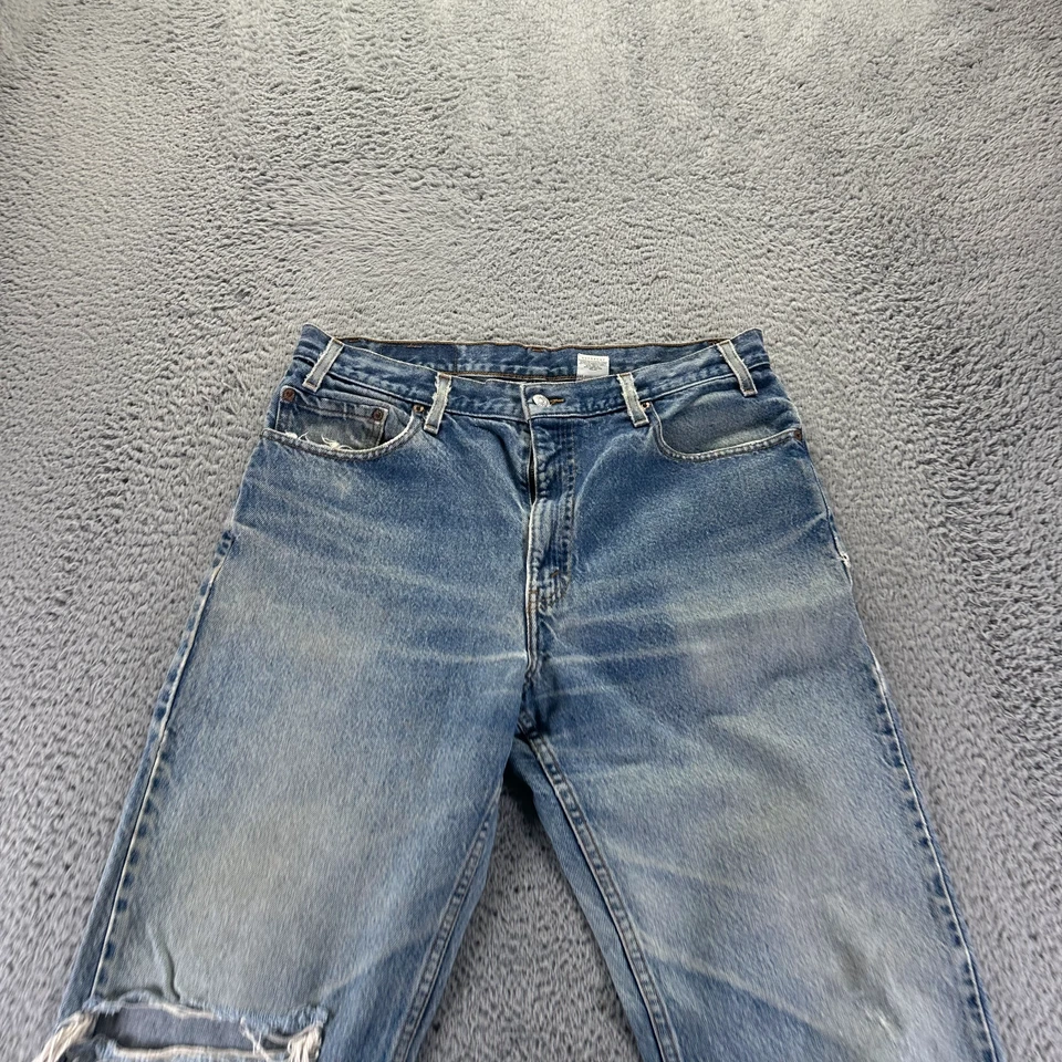 Pantalones de mezclilla vintage Levi's 505 para hombre 36x34 azul algodón rectos descoloridos desgastados Foto 2 de 4