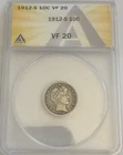 1912 S Barber Dime VF20 ANAC, BRIGHT WHITE
