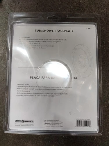 Jones Stephens C25452 1 HDL FACE PLATE FITS DELTA - Chrome - Picture 2 of 2
