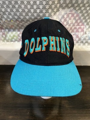 Vintage Miami Dolphins Hat Drew Pearson Cap Snap Back Black Arch Logo Wool Mens