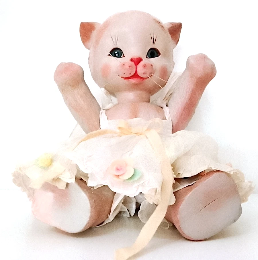 KITTY CAT - GATTO 1938/40 Anili Lenci italy bambola celluloide con abito lusso - Immagine 3 di 4