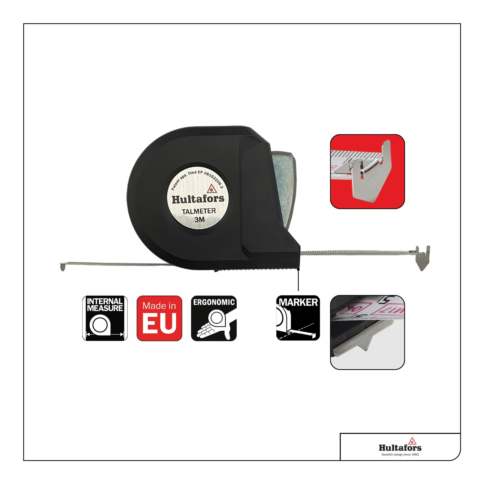 Metro Hultafors Talmeter 3mt Originale | Prezzo Offerta Flessometro Classe II - 3