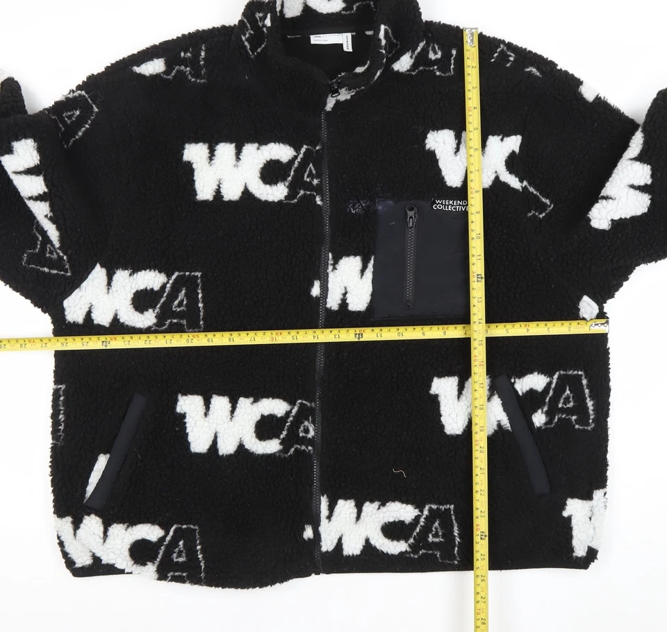 ASOS DESIGN Women’s Black Fleece Zip Jacket Size 18 Lined Pockets Logo - Изображение 2 из 4