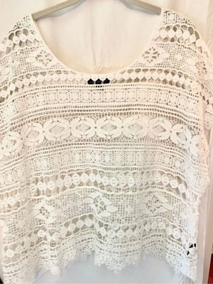 Lane Bryant White Lace Crochet Women s Top