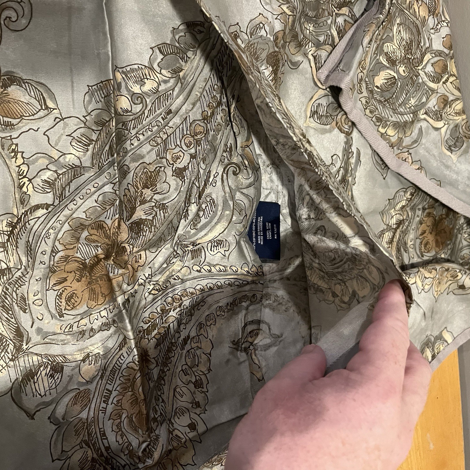 Chaps Home Ralph Lauren Cold Spring Paisley Gray Gold King Sham