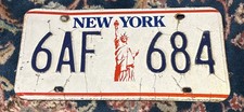 Vtg New York License Plate Statue of Liberty Lady Liberty 6AF684 Fair Condition
