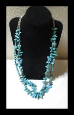Vintage Handcrafted Turquoise Butterfly & Sea Turtles Beaded Necklace N060