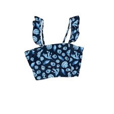 Pink Chicken Girls Shell Print Swim Bikini Top Size Medium Ruffle Strap Beach
