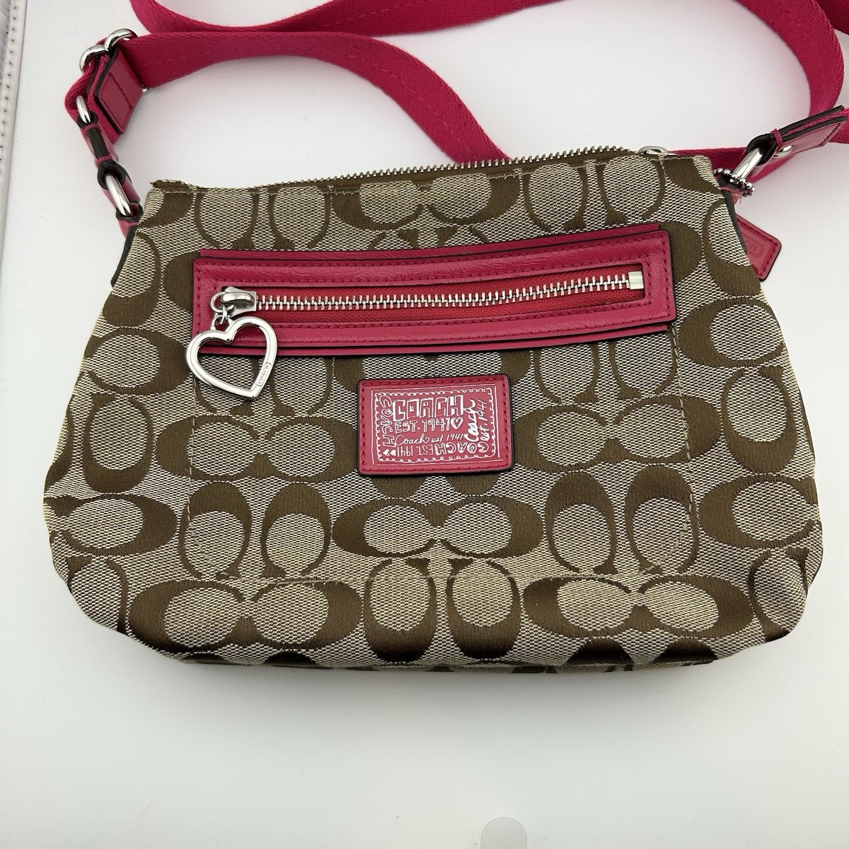 Coach Poppy Daisy Signature C Swingpack Crossbody Bag Khaki