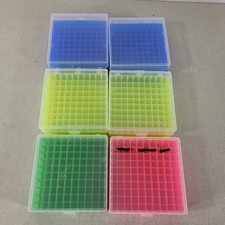 Lot Of 6 100-Well Square Test Tube Rack 10 mm Yellow Green Blue Cover
