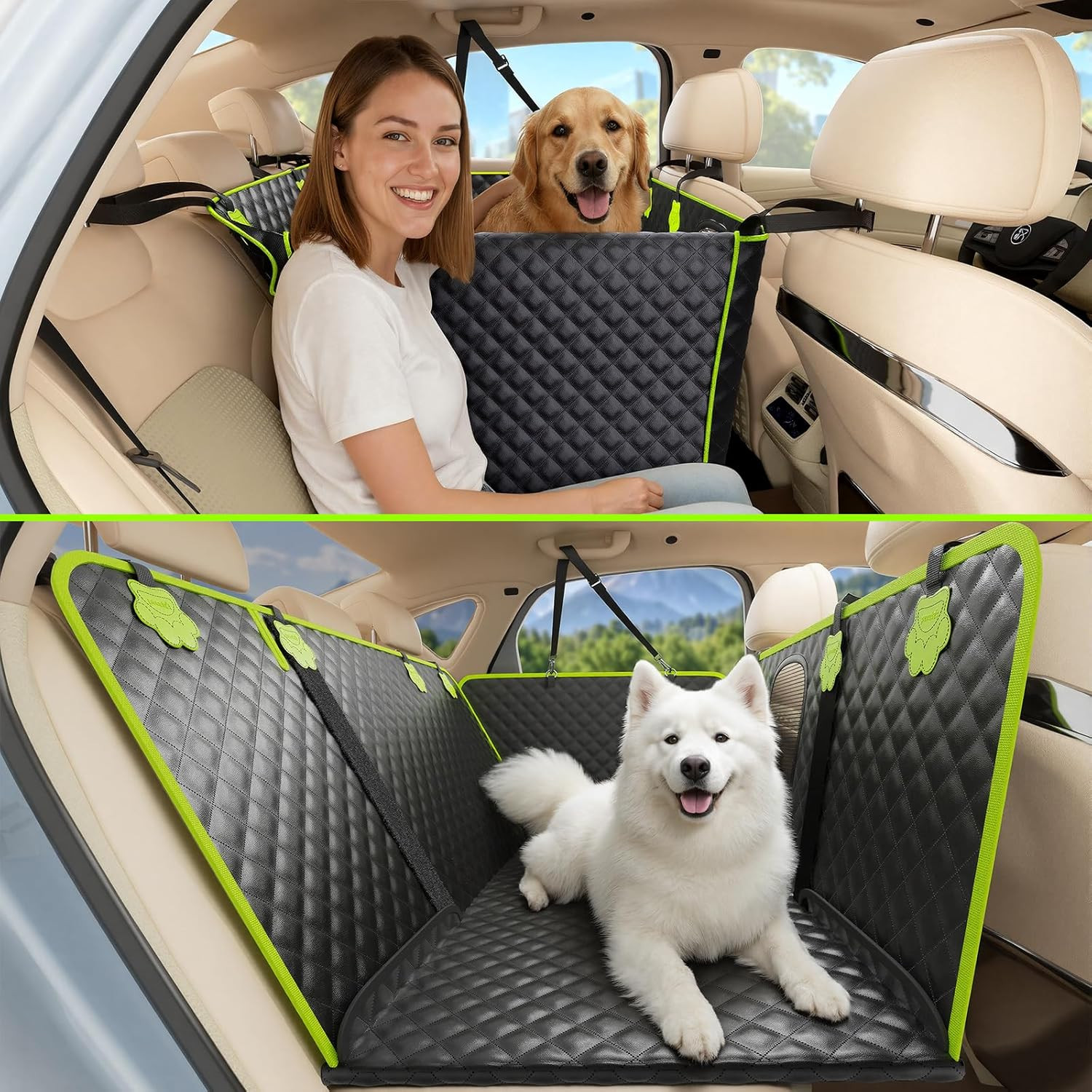 Coprisedile Auto per Cani 2 in 1, Impermeabile E Anti-Graffio Con Base Rinforzat