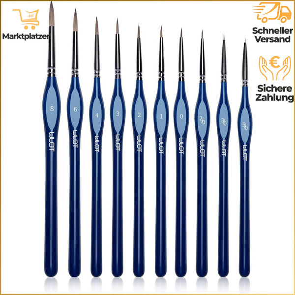 Pinselset 10 StüCk Feine Detailpinsel FüR Acryl Aquarell Modellbau KüNstler-image