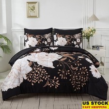 7 Piece Queen Size Bedding Set Floral Microfiber Comforter Bed in a Bag New