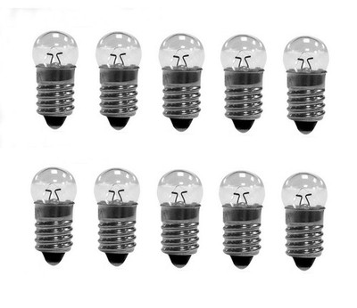 Kugellampe E10 2,5V 0,3 A Glühlampe Glühbirne Miniatur Schraubfuß Warmweiß 2,...