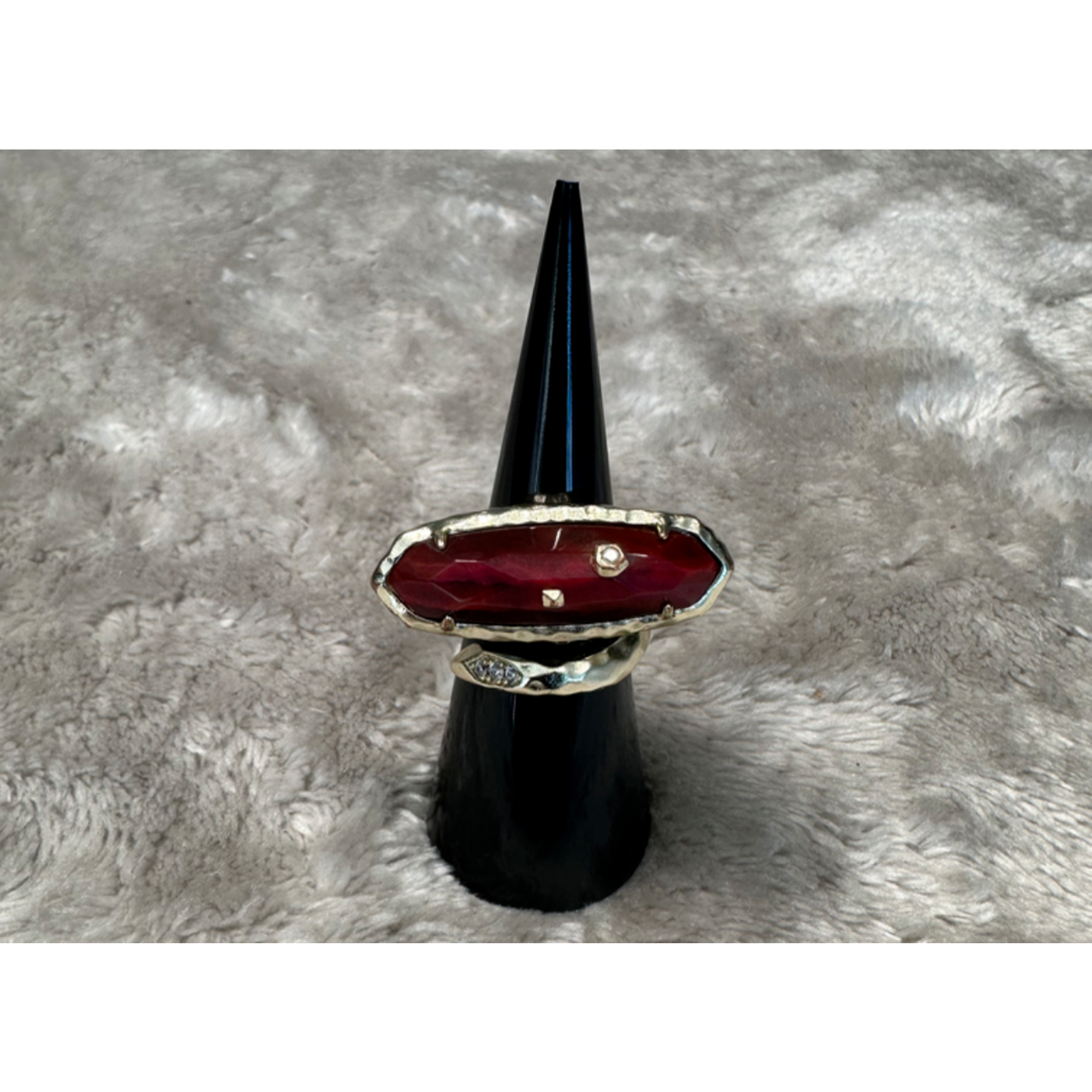 Kendra Scott Blithe Bordeaux Tigers Eye Gold Statement Wrap Ring Size 6 Bold Elegant Jewelry