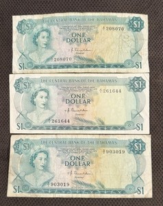 3 Bahamas 1 Dollar 1974