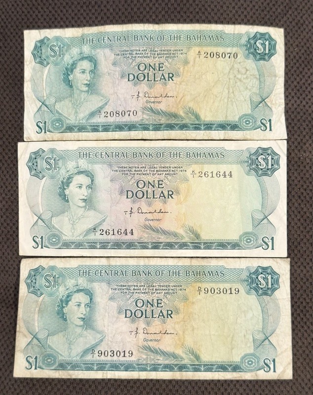 3 Bahamas 1 Dollar 1974