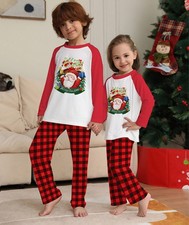 Christmas Parent-Child Clothes Set Long Sleeve T-Shirt Plaid Pants Family Matchi