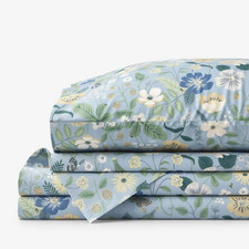 Rifle Paper Co. Strawberry Fields Classic Cool Cotton Percale Bed Sheet Set