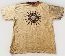 Vtg Factory Artwear Shirt Aztec Native Texture Yellow USA Made 90s Men's XL