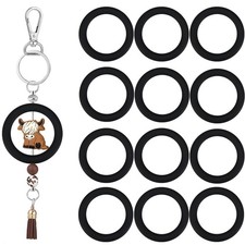 Frinnovan, 12 Pack Silicone Beadable O Rings Circle Bead Frame 65 mm, Black