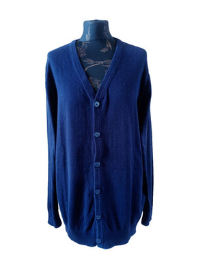 Strickweste, NOBEL LEAGUE, blau, Gr. XL, V-Ausschnitt, geknöpft, Wollmischung