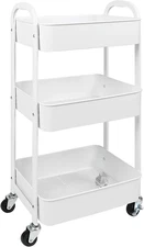 MAX Houser 3-Tier Rolling Utility Cart with Caster Storage Cart, White 