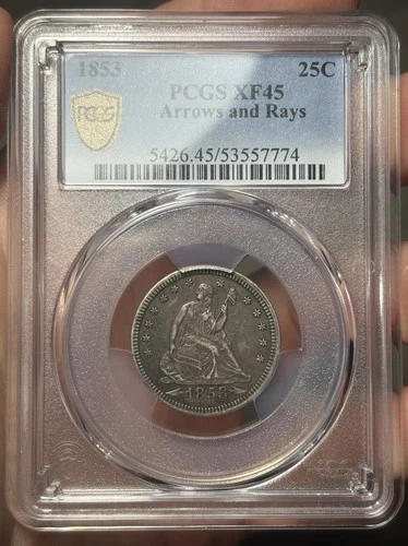 1853 "Arrows & Rays" Seated Liberty Quarter - PCGS XF45! Lovely Original! PQ+