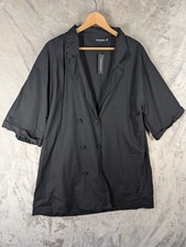 PrettyLittleThing Black Linen Blend Oversized Blazer Dress Short Sleeve 12 UK