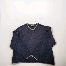 Vintage Eddie Bauer 85 Wool Sweater Mens Large Blue Made in USA Crewneck