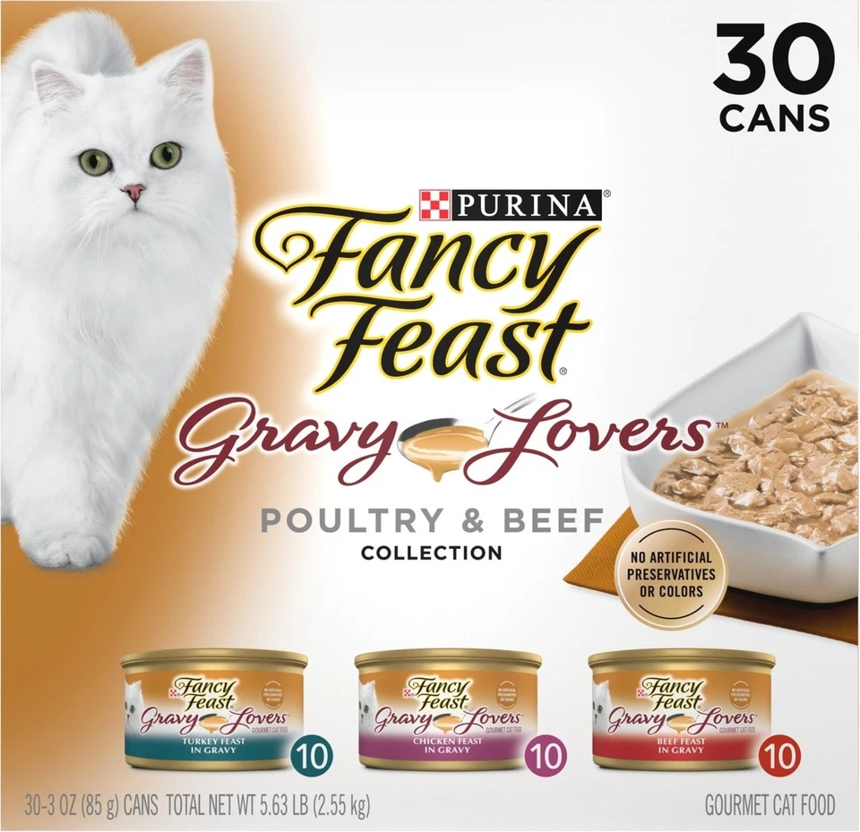 90PACK-Purina Fancy Feast Gravy Lovers Kitten Food Wet Cat Food Poultry Beef 3oz - Image 2 of 4