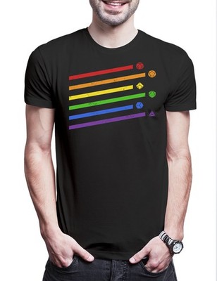 RPG Dices Rainbow Herren T-Shirt Pen Paper Dungeons Würfel Dragons Role Play