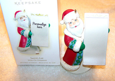 HALLMARK KEEPSAKE CHRISTMAS ORNAMENT 2009 SANTA'S LIST WRITE-ON ORNAMENT GIFTS T
