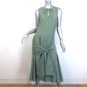 loewe green dress Plus Size A Line Flowy Dresses Long Sleeve V Neck丨Moon Wood main image 1