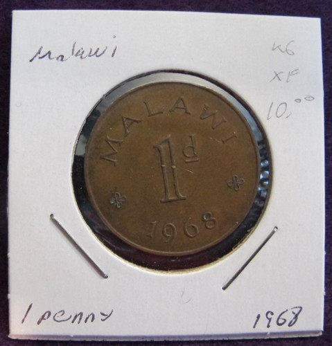 1968 Malawi 1 Penny, XF KM# 6
